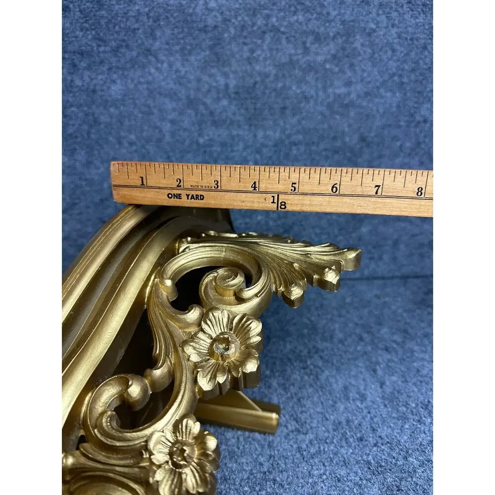 Vintage ornate gold wall shelf 19” French Provincial Hollywood Regency resin